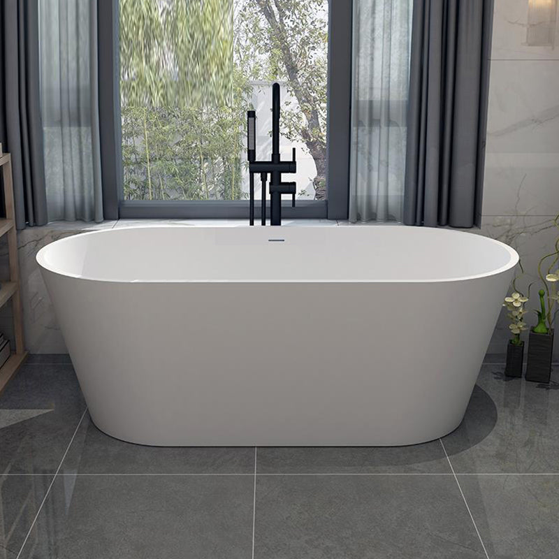 Stone Soaking Bathtub Antique Finish Oval Back to Wall Bath Tub (Faucet not Included) Matte White 55"L x 28"W x 23"H Clearhalo 'Bathroom Remodel & Bathroom Fixtures' 'Bathtubs' 'Home Improvement' 'home_improvement' 'home_improvement_bathtubs' 'Showers & Bathtubs' 6921742