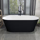 Stone Soaking Bathtub Antique Finish Oval Back to Wall Bath Tub (Faucet not Included) Black White 67"L x 31"W x 23"H Clearhalo 'Bathroom Remodel & Bathroom Fixtures' 'Bathtubs' 'Home Improvement' 'home_improvement' 'home_improvement_bathtubs' 'Showers & Bathtubs' 6921743