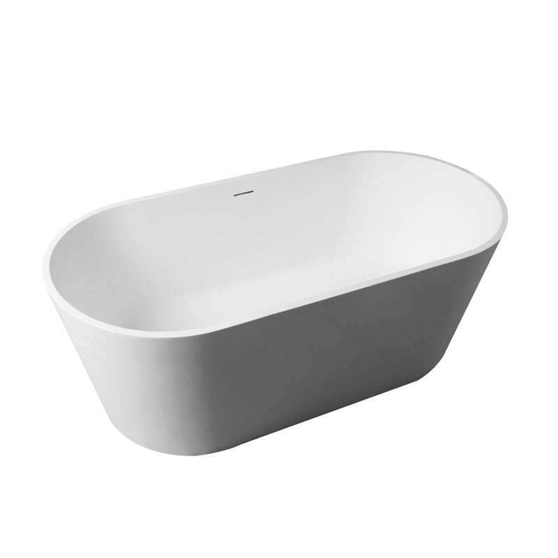Stone Soaking Bathtub Antique Finish Oval Back to Wall Bath Tub (Faucet not Included) Clearhalo 'Bathroom Remodel & Bathroom Fixtures' 'Bathtubs' 'Home Improvement' 'home_improvement' 'home_improvement_bathtubs' 'Showers & Bathtubs' 6921745