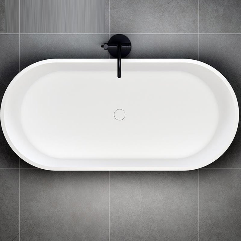 Stone Soaking Bathtub Antique Finish Oval Back to Wall Bath Tub (Faucet not Included) Clearhalo 'Bathroom Remodel & Bathroom Fixtures' 'Bathtubs' 'Home Improvement' 'home_improvement' 'home_improvement_bathtubs' 'Showers & Bathtubs' 6921746