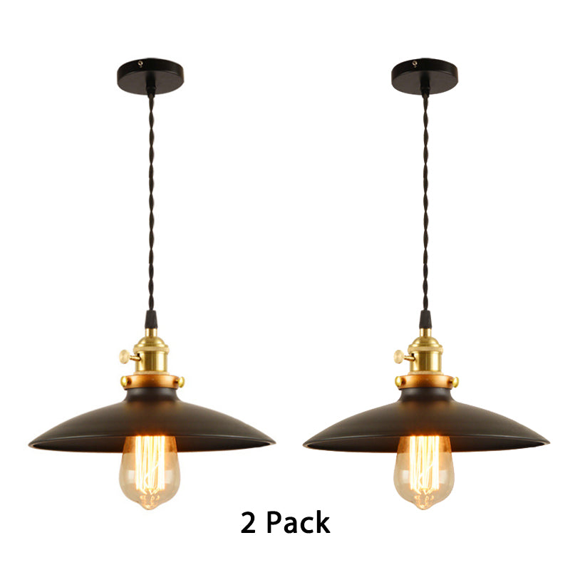 Industrial Style Bowl Pendant Lamp 10"/12.5" Wide 1 Light Metal Hanging Light in Black/White/Red over Table Black 10" 2 Clearhalo 'Art Deco Pendants' 'Black' 'Cast Iron' 'Ceiling Lights' 'Ceramic' 'Crystal' 'Industrial Pendants' 'Industrial' 'Metal' 'Middle Century Pendants' 'Pendant Lights' 'Pendants' 'Rustic Pendants' 'Tiffany' Lighting' 69241