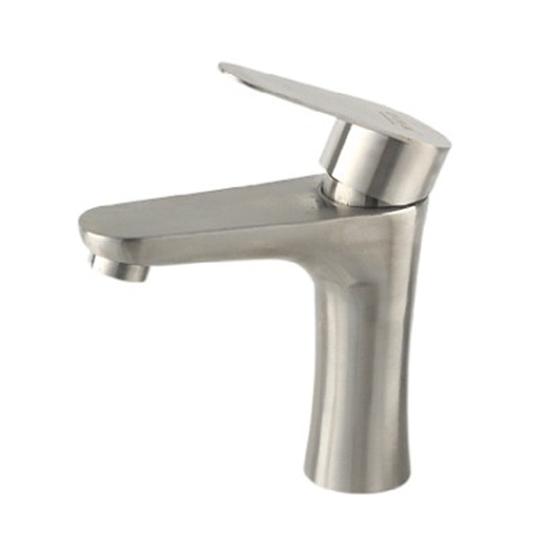 Centerset Lavatory Faucet Single Lever Handle Faucet for Bathroom Silver Square Clearhalo 'Bathroom Remodel & Bathroom Fixtures' 'Bathroom Sink Faucets' 'Bathroom Sinks & Faucet Components' 'bathroom_sink_faucets' 'Home Improvement' 'home_improvement' 'home_improvement_bathroom_sink_faucets' 6926431