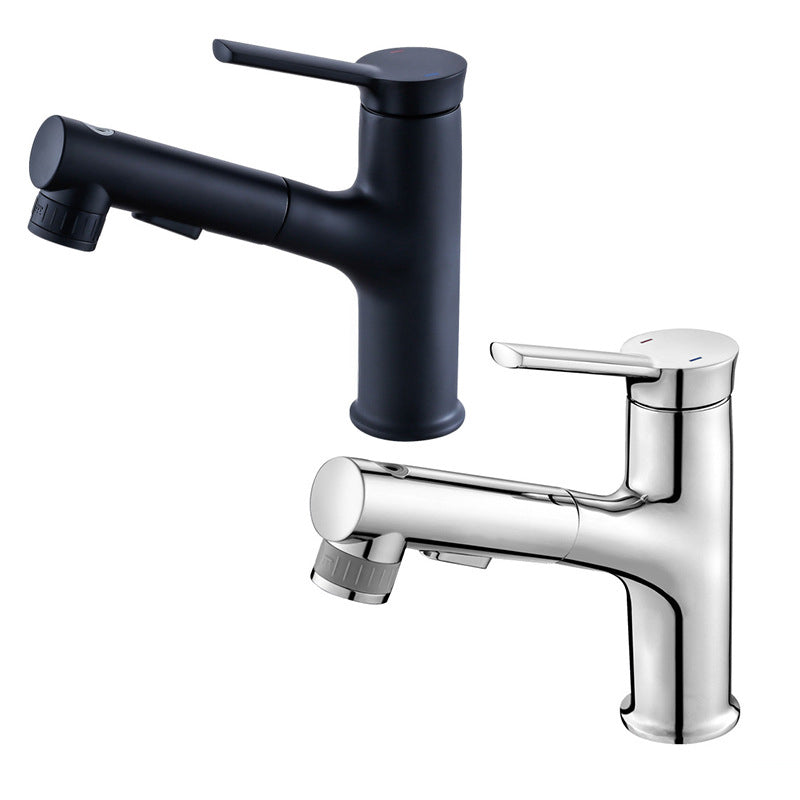 Contemporary Sink Faucet Pull-out Vessel Sink Faucet with Lever Handle Clearhalo 'Bathroom Remodel & Bathroom Fixtures' 'Bathroom Sink Faucets' 'Bathroom Sinks & Faucet Components' 'bathroom_sink_faucets' 'Home Improvement' 'home_improvement' 'home_improvement_bathroom_sink_faucets' 6926480