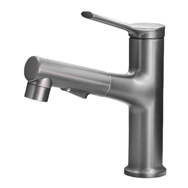 Contemporary Sink Faucet Pull-out Vessel Sink Faucet with Lever Handle Smoke Gray Clearhalo 'Bathroom Remodel & Bathroom Fixtures' 'Bathroom Sink Faucets' 'Bathroom Sinks & Faucet Components' 'bathroom_sink_faucets' 'Home Improvement' 'home_improvement' 'home_improvement_bathroom_sink_faucets' 6926481