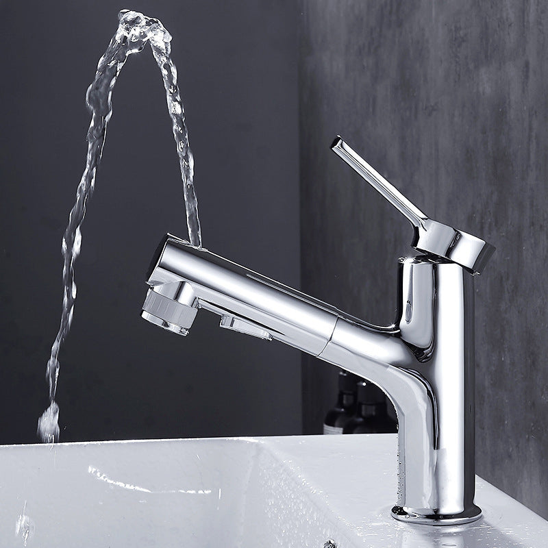 Contemporary Sink Faucet Pull-out Vessel Sink Faucet with Lever Handle Clearhalo 'Bathroom Remodel & Bathroom Fixtures' 'Bathroom Sink Faucets' 'Bathroom Sinks & Faucet Components' 'bathroom_sink_faucets' 'Home Improvement' 'home_improvement' 'home_improvement_bathroom_sink_faucets' 6926482