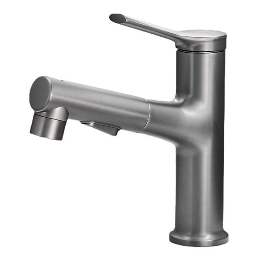 Contemporary Sink Faucet Pull-out Vessel Sink Faucet with Lever Handle Clearhalo 'Bathroom Remodel & Bathroom Fixtures' 'Bathroom Sink Faucets' 'Bathroom Sinks & Faucet Components' 'bathroom_sink_faucets' 'Home Improvement' 'home_improvement' 'home_improvement_bathroom_sink_faucets' 6926484