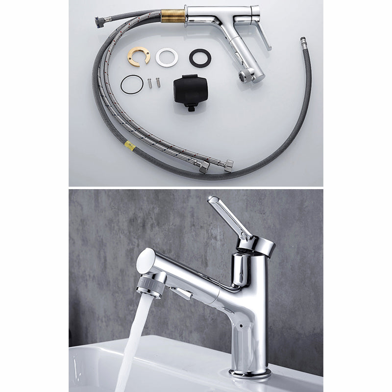 Contemporary Sink Faucet Pull-out Vessel Sink Faucet with Lever Handle Clearhalo 'Bathroom Remodel & Bathroom Fixtures' 'Bathroom Sink Faucets' 'Bathroom Sinks & Faucet Components' 'bathroom_sink_faucets' 'Home Improvement' 'home_improvement' 'home_improvement_bathroom_sink_faucets' 6926489