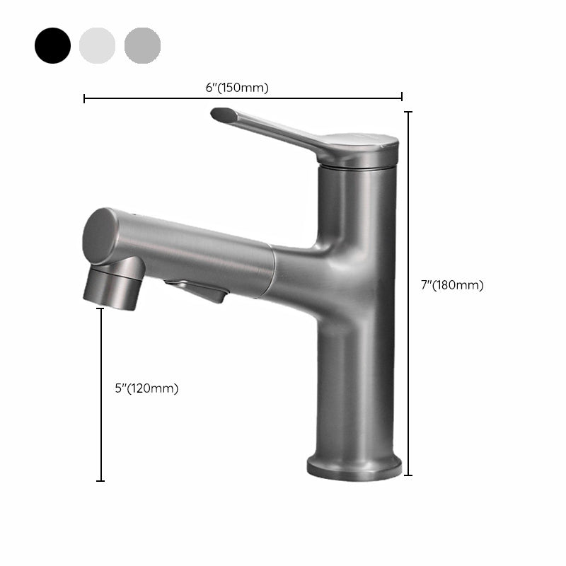 Contemporary Sink Faucet Pull-out Vessel Sink Faucet with Lever Handle Clearhalo 'Bathroom Remodel & Bathroom Fixtures' 'Bathroom Sink Faucets' 'Bathroom Sinks & Faucet Components' 'bathroom_sink_faucets' 'Home Improvement' 'home_improvement' 'home_improvement_bathroom_sink_faucets' 6926490