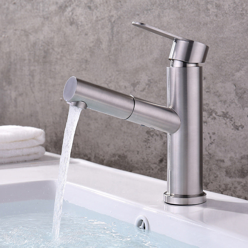 Pull-out Faucet Contemporary Single Handle Faucet with Swivel Spout Clearhalo 'Bathroom Remodel & Bathroom Fixtures' 'Bathroom Sink Faucets' 'Bathroom Sinks & Faucet Components' 'bathroom_sink_faucets' 'Home Improvement' 'home_improvement' 'home_improvement_bathroom_sink_faucets' 6926491
