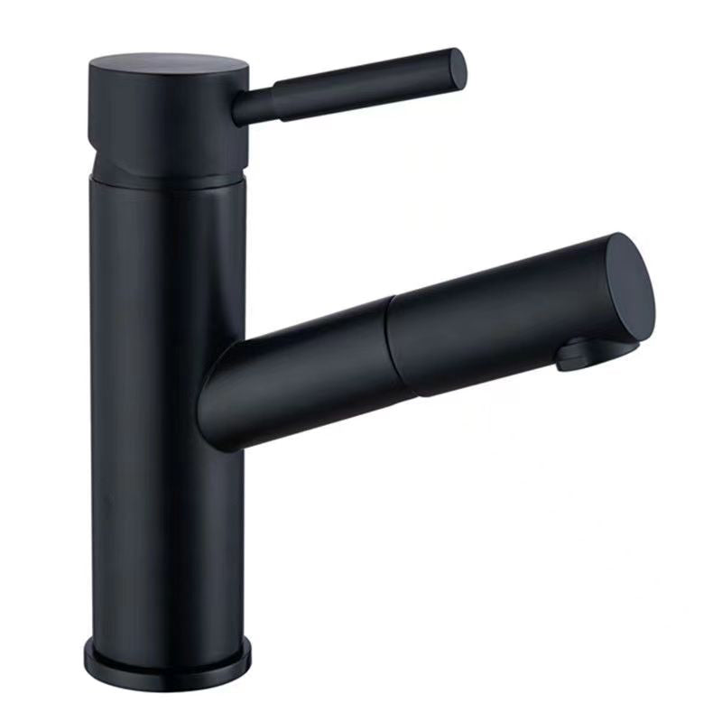 Pull-out Faucet Contemporary Single Handle Faucet with Swivel Spout Black Clearhalo 'Bathroom Remodel & Bathroom Fixtures' 'Bathroom Sink Faucets' 'Bathroom Sinks & Faucet Components' 'bathroom_sink_faucets' 'Home Improvement' 'home_improvement' 'home_improvement_bathroom_sink_faucets' 6926492