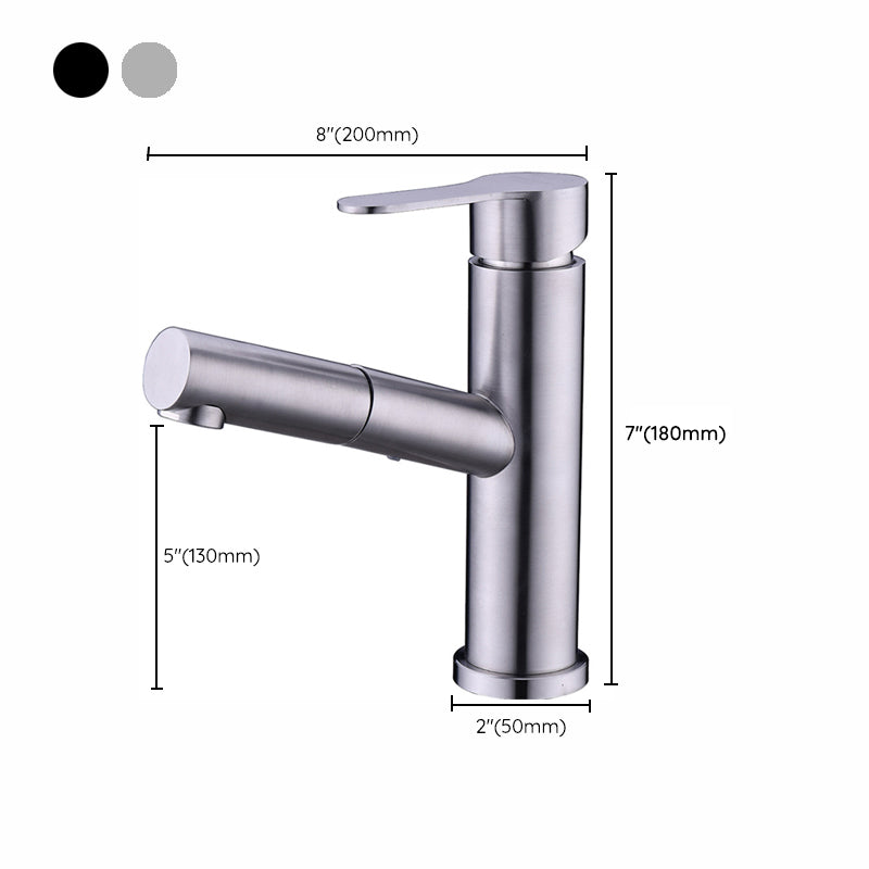 Pull-out Faucet Contemporary Single Handle Faucet with Swivel Spout Clearhalo 'Bathroom Remodel & Bathroom Fixtures' 'Bathroom Sink Faucets' 'Bathroom Sinks & Faucet Components' 'bathroom_sink_faucets' 'Home Improvement' 'home_improvement' 'home_improvement_bathroom_sink_faucets' 6926499