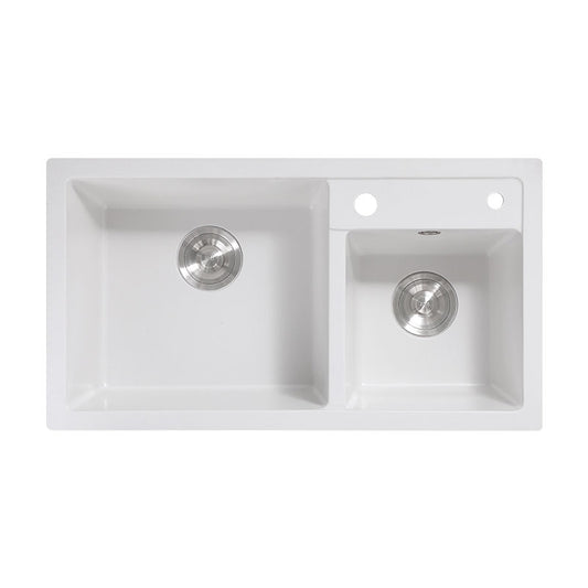 Classic Quartz Sink Double Bowl Solid Color Kitchen Sink with Faucet Clearhalo 'Home Improvement' 'home_improvement' 'home_improvement_kitchen_sinks' 'Kitchen Remodel & Kitchen Fixtures' 'Kitchen Sinks & Faucet Components' 'Kitchen Sinks' 'kitchen_sinks' 6926586
