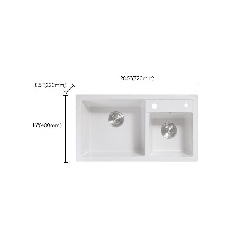 Classic Quartz Sink Double Bowl Solid Color Kitchen Sink with Faucet Clearhalo 'Home Improvement' 'home_improvement' 'home_improvement_kitchen_sinks' 'Kitchen Remodel & Kitchen Fixtures' 'Kitchen Sinks & Faucet Components' 'Kitchen Sinks' 'kitchen_sinks' 6926592