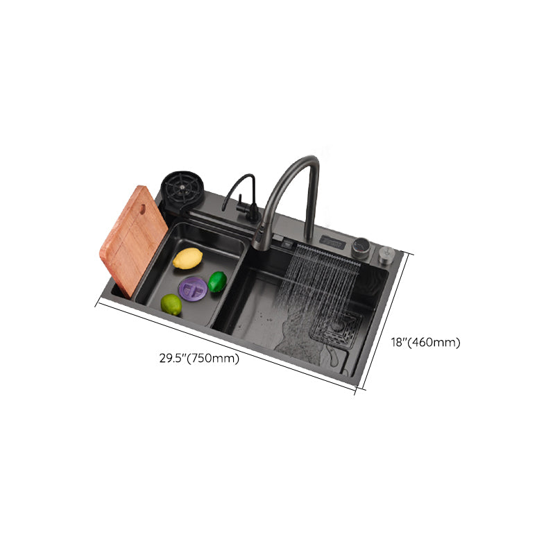 Classic Black Sink Stainless Steel Single Basin Sink with Soundproofing Clearhalo 'Home Improvement' 'home_improvement' 'home_improvement_kitchen_sinks' 'Kitchen Remodel & Kitchen Fixtures' 'Kitchen Sinks & Faucet Components' 'Kitchen Sinks' 'kitchen_sinks' 6926617