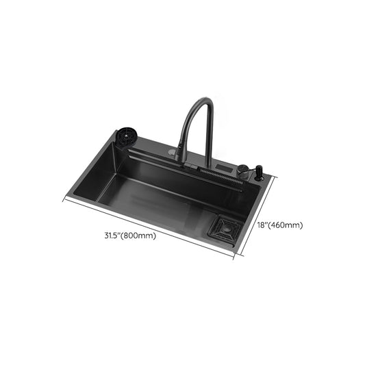 Classic Black Sink Stainless Steel Single Basin Sink with Soundproofing Clearhalo 'Home Improvement' 'home_improvement' 'home_improvement_kitchen_sinks' 'Kitchen Remodel & Kitchen Fixtures' 'Kitchen Sinks & Faucet Components' 'Kitchen Sinks' 'kitchen_sinks' 6926620