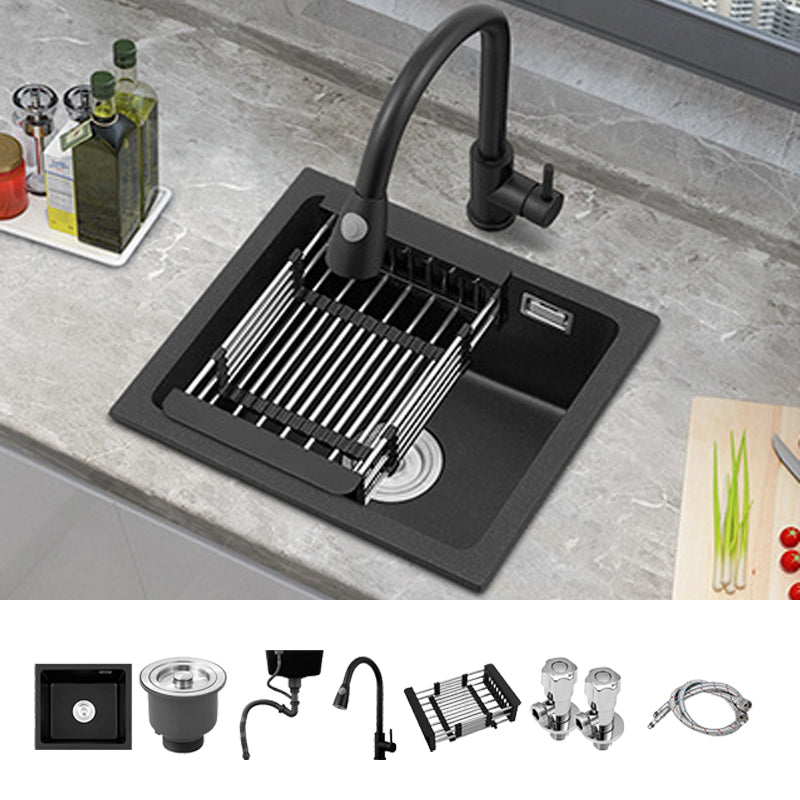 Modern Quartz Sink Black Faucet Kitchen Sink with Adjustable Tray Sink with Faucet Pull Out Faucet Clearhalo 'Home Improvement' 'home_improvement' 'home_improvement_kitchen_sinks' 'Kitchen Remodel & Kitchen Fixtures' 'Kitchen Sinks & Faucet Components' 'Kitchen Sinks' 'kitchen_sinks' 6926628