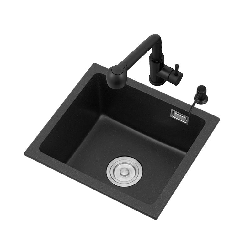 Modern Quartz Sink Black Faucet Kitchen Sink with Adjustable Tray Clearhalo 'Home Improvement' 'home_improvement' 'home_improvement_kitchen_sinks' 'Kitchen Remodel & Kitchen Fixtures' 'Kitchen Sinks & Faucet Components' 'Kitchen Sinks' 'kitchen_sinks' 6926633