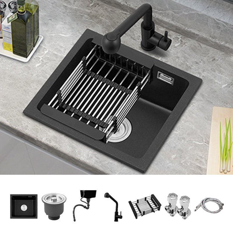 Modern Quartz Sink Black Faucet Kitchen Sink with Adjustable Tray Sink with Faucet Straight Pull-Out Faucet Clearhalo 'Home Improvement' 'home_improvement' 'home_improvement_kitchen_sinks' 'Kitchen Remodel & Kitchen Fixtures' 'Kitchen Sinks & Faucet Components' 'Kitchen Sinks' 'kitchen_sinks' 6926641