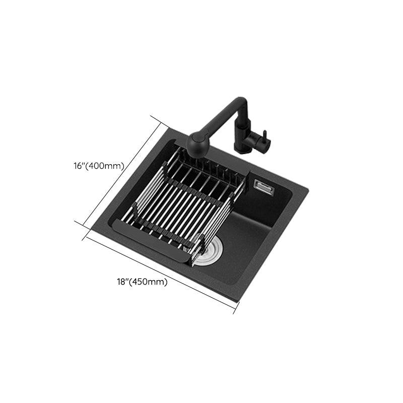 Modern Quartz Sink Black Faucet Kitchen Sink with Adjustable Tray Clearhalo 'Home Improvement' 'home_improvement' 'home_improvement_kitchen_sinks' 'Kitchen Remodel & Kitchen Fixtures' 'Kitchen Sinks & Faucet Components' 'Kitchen Sinks' 'kitchen_sinks' 6926658