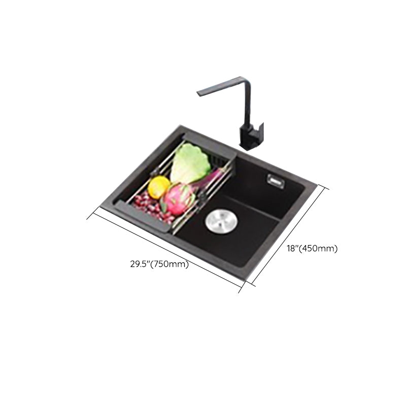 Modern Quartz Sink Black Faucet Kitchen Sink with Adjustable Tray Clearhalo 'Home Improvement' 'home_improvement' 'home_improvement_kitchen_sinks' 'Kitchen Remodel & Kitchen Fixtures' 'Kitchen Sinks & Faucet Components' 'Kitchen Sinks' 'kitchen_sinks' 6926671