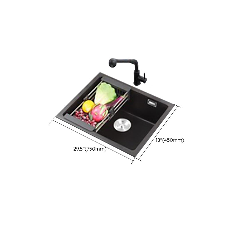 Modern Quartz Sink Black Faucet Kitchen Sink with Adjustable Tray Clearhalo 'Home Improvement' 'home_improvement' 'home_improvement_kitchen_sinks' 'Kitchen Remodel & Kitchen Fixtures' 'Kitchen Sinks & Faucet Components' 'Kitchen Sinks' 'kitchen_sinks' 6926673