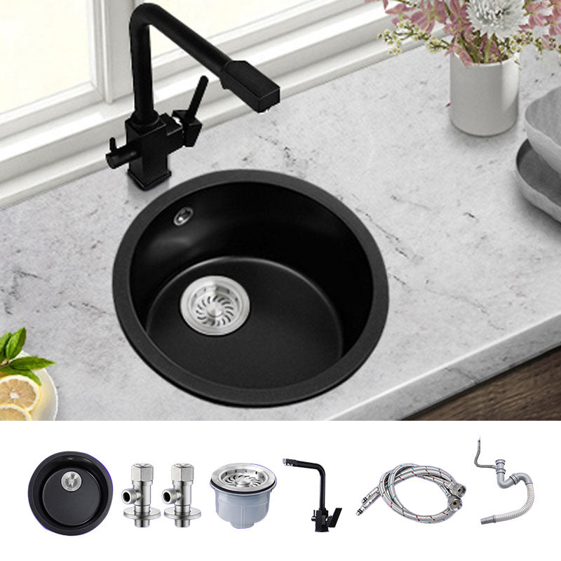 Round Granite Kitchen Sink in Black with Drain Assembly Undermount Sink Sink with Faucet 3-in-1 Purifying Faucet Clearhalo 'Home Improvement' 'home_improvement' 'home_improvement_kitchen_sinks' 'Kitchen Remodel & Kitchen Fixtures' 'Kitchen Sinks & Faucet Components' 'Kitchen Sinks' 'kitchen_sinks' 6926711