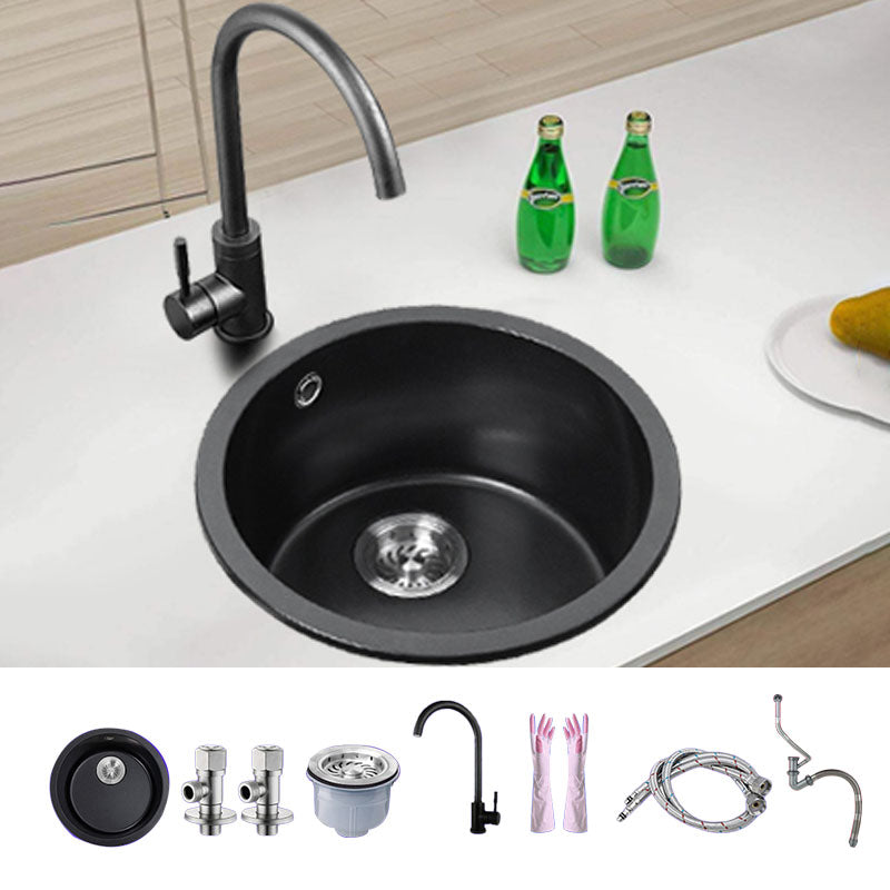 Round Granite Kitchen Sink in Black with Drain Assembly Undermount Sink Sink with Faucet Cold and Hot Tap Clearhalo 'Home Improvement' 'home_improvement' 'home_improvement_kitchen_sinks' 'Kitchen Remodel & Kitchen Fixtures' 'Kitchen Sinks & Faucet Components' 'Kitchen Sinks' 'kitchen_sinks' 6926715