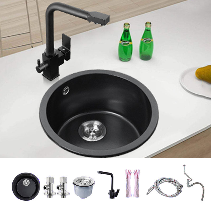 Round Granite Kitchen Sink in Black with Drain Assembly Undermount Sink Sink with Faucet 3-in-1 Purifying Faucet Clearhalo 'Home Improvement' 'home_improvement' 'home_improvement_kitchen_sinks' 'Kitchen Remodel & Kitchen Fixtures' 'Kitchen Sinks & Faucet Components' 'Kitchen Sinks' 'kitchen_sinks' 6926719