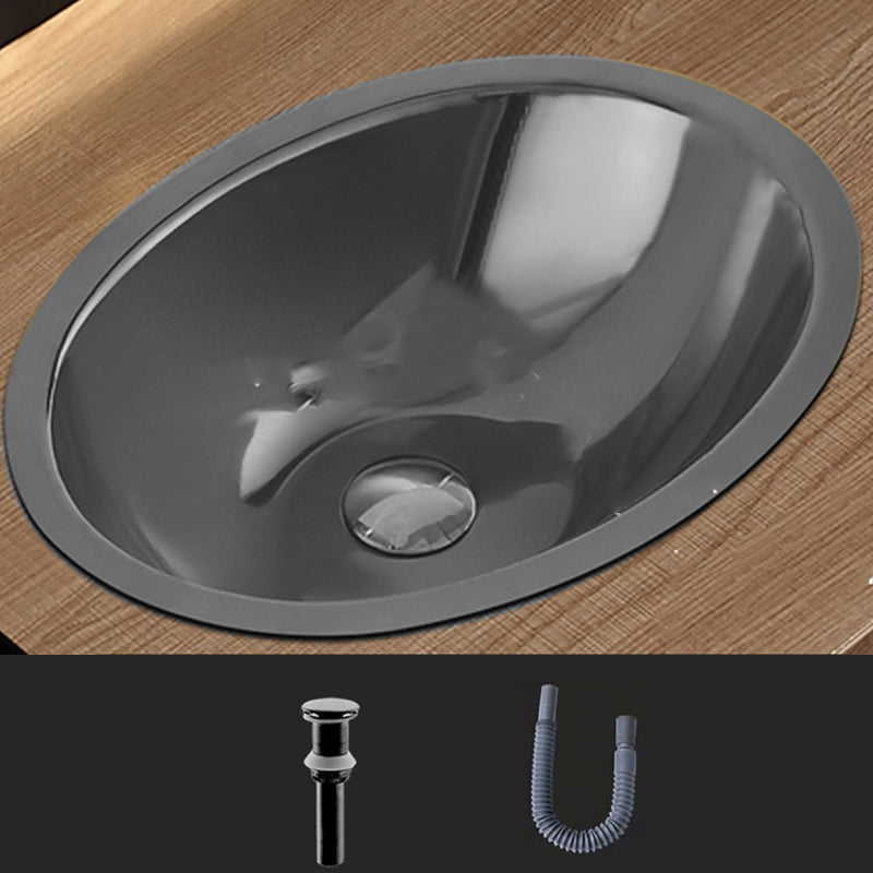 Oval Undermount Bathroom Sink Stainless Steel Shut-Off Valve Included Bathroom Sink Grey Unavailiable Sink Clearhalo 'Bathroom Remodel & Bathroom Fixtures' 'Bathroom Sinks & Faucet Components' 'Bathroom Sinks' 'bathroom_sink' 'Home Improvement' 'home_improvement' 'home_improvement_bathroom_sink' 6926748