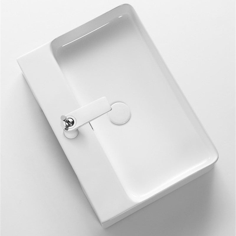 Modern Style Rectangular Vessel Sink with 1-Faucet Hole Porcelain Wash Stand Clearhalo 'Bathroom Remodel & Bathroom Fixtures' 'Bathroom Sinks & Faucet Components' 'Bathroom Sinks' 'bathroom_sink' 'Home Improvement' 'home_improvement' 'home_improvement_bathroom_sink' 6926769