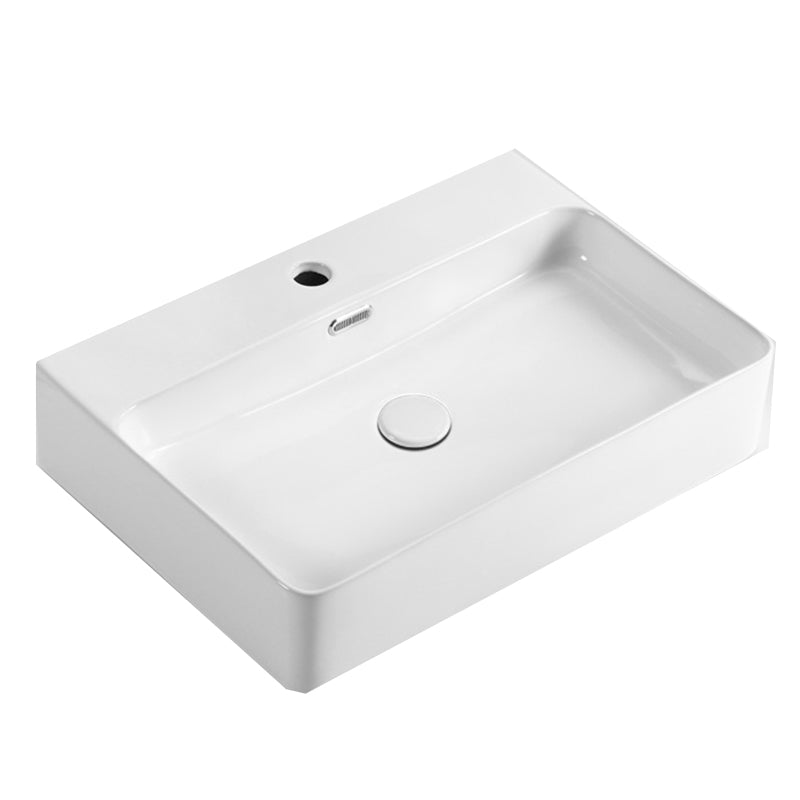 Modern Style Rectangular Vessel Sink with 1-Faucet Hole Porcelain Wash Stand Clearhalo 'Bathroom Remodel & Bathroom Fixtures' 'Bathroom Sinks & Faucet Components' 'Bathroom Sinks' 'bathroom_sink' 'Home Improvement' 'home_improvement' 'home_improvement_bathroom_sink' 6926778