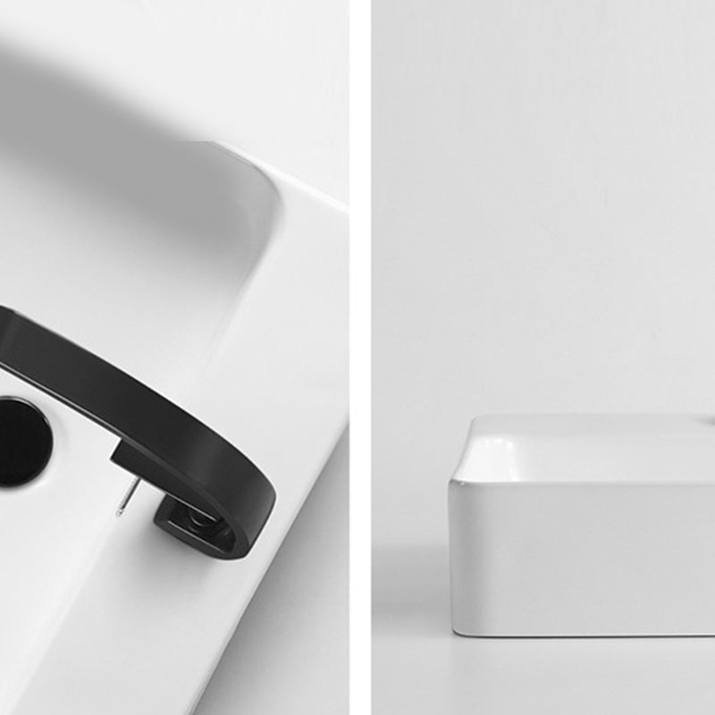 Modern Style Rectangular Vessel Sink with 1-Faucet Hole Porcelain Wash Stand Clearhalo 'Bathroom Remodel & Bathroom Fixtures' 'Bathroom Sinks & Faucet Components' 'Bathroom Sinks' 'bathroom_sink' 'Home Improvement' 'home_improvement' 'home_improvement_bathroom_sink' 6926780