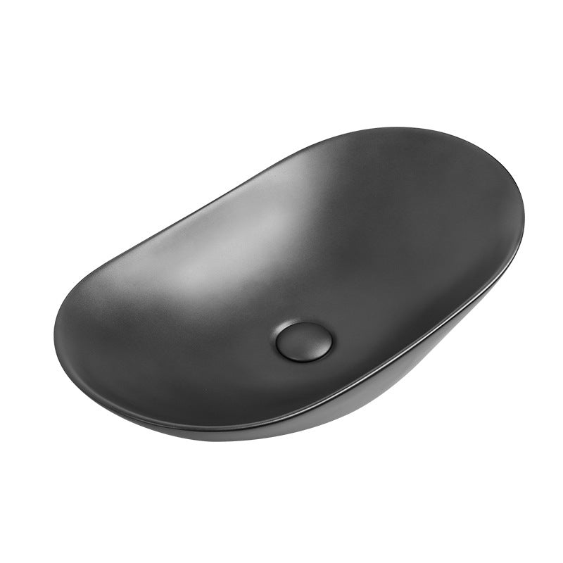 Modern Vessel Lavatory Sink Oval Porcelain with Faucet Vessel Sink Gun Grey Unavailiable Clearhalo 'Bathroom Remodel & Bathroom Fixtures' 'Bathroom Sinks & Faucet Components' 'Bathroom Sinks' 'bathroom_sink' 'Home Improvement' 'home_improvement' 'home_improvement_bathroom_sink' 6926789