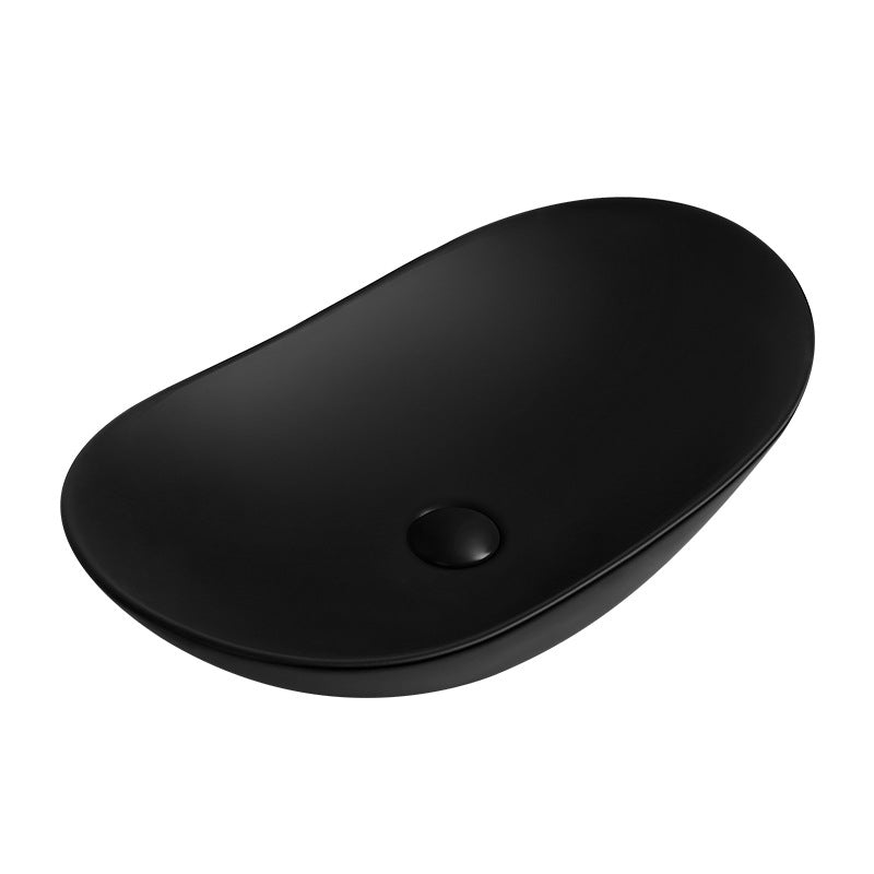 Modern Vessel Lavatory Sink Oval Porcelain with Faucet Vessel Sink Black Unavailiable Clearhalo 'Bathroom Remodel & Bathroom Fixtures' 'Bathroom Sinks & Faucet Components' 'Bathroom Sinks' 'bathroom_sink' 'Home Improvement' 'home_improvement' 'home_improvement_bathroom_sink' 6926793