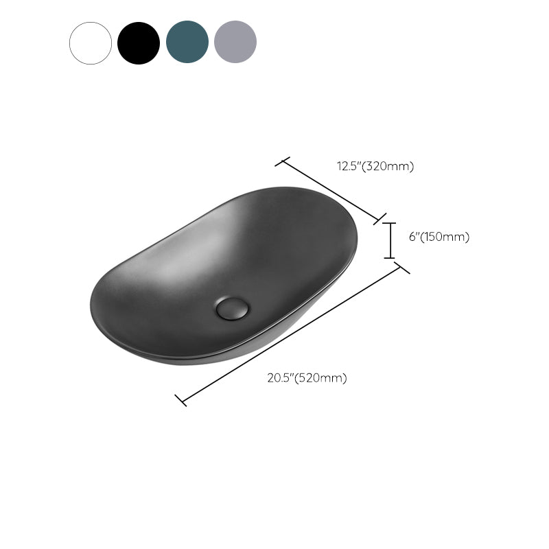 Modern Vessel Lavatory Sink Oval Porcelain with Faucet Vessel Sink Clearhalo 'Bathroom Remodel & Bathroom Fixtures' 'Bathroom Sinks & Faucet Components' 'Bathroom Sinks' 'bathroom_sink' 'Home Improvement' 'home_improvement' 'home_improvement_bathroom_sink' 6926799