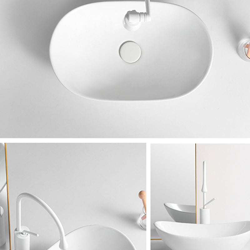 White Oval Vessel Sink Modern Style Porcelain Basin Sink with No Craftsmanship Clearhalo 'Bathroom Remodel & Bathroom Fixtures' 'Bathroom Sinks & Faucet Components' 'Bathroom Sinks' 'bathroom_sink' 'Home Improvement' 'home_improvement' 'home_improvement_bathroom_sink' 6926831
