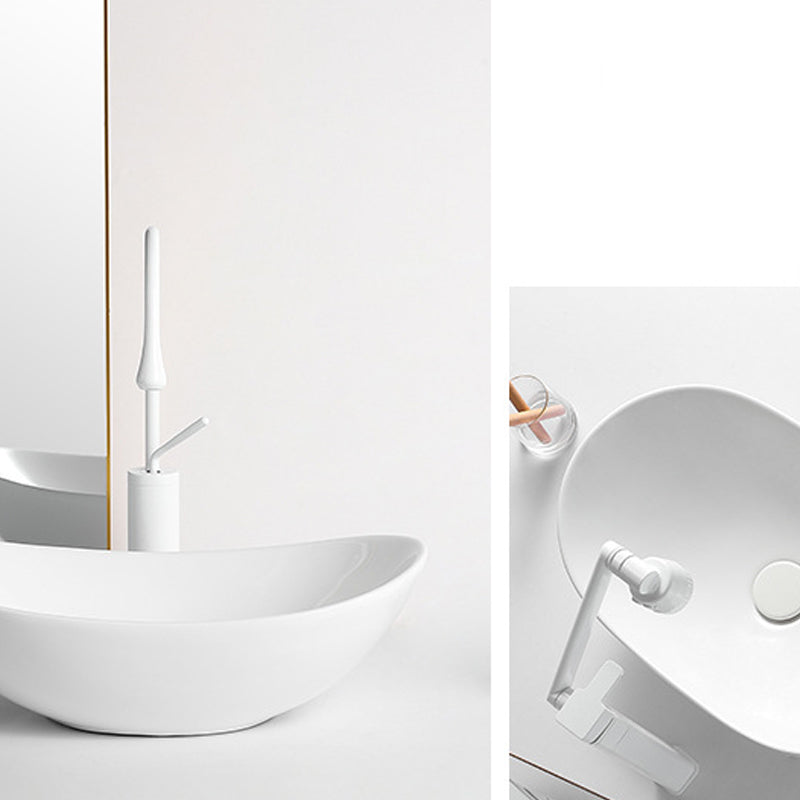 White Oval Vessel Sink Modern Style Porcelain Basin Sink with No Craftsmanship Clearhalo 'Bathroom Remodel & Bathroom Fixtures' 'Bathroom Sinks & Faucet Components' 'Bathroom Sinks' 'bathroom_sink' 'Home Improvement' 'home_improvement' 'home_improvement_bathroom_sink' 6926832