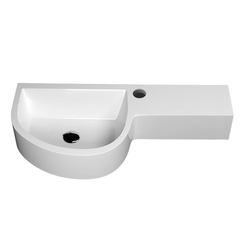 Modern Bathroom Sink Man Made Rock Specialty Wall Mount Bathroom Sink without Faucet 24"L x 14"W x 5"H White Clearhalo 'Bathroom Remodel & Bathroom Fixtures' 'Bathroom Sinks & Faucet Components' 'Bathroom Sinks' 'bathroom_sink' 'Home Improvement' 'home_improvement' 'home_improvement_bathroom_sink' 6926887