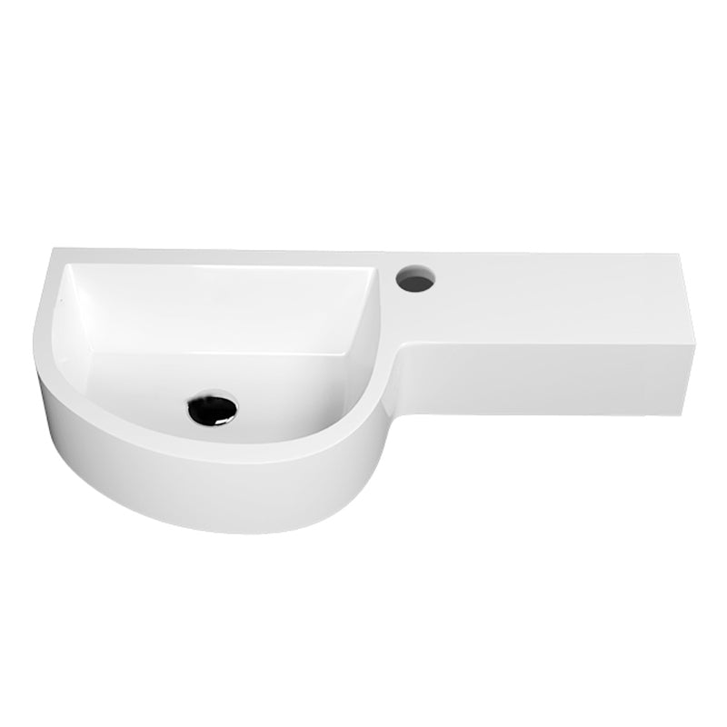 Modern Bathroom Sink Man Made Rock Specialty Wall Mount Bathroom Sink without Faucet 24"L x 14"W x 5"H Bright White Clearhalo 'Bathroom Remodel & Bathroom Fixtures' 'Bathroom Sinks & Faucet Components' 'Bathroom Sinks' 'bathroom_sink' 'Home Improvement' 'home_improvement' 'home_improvement_bathroom_sink' 6926889