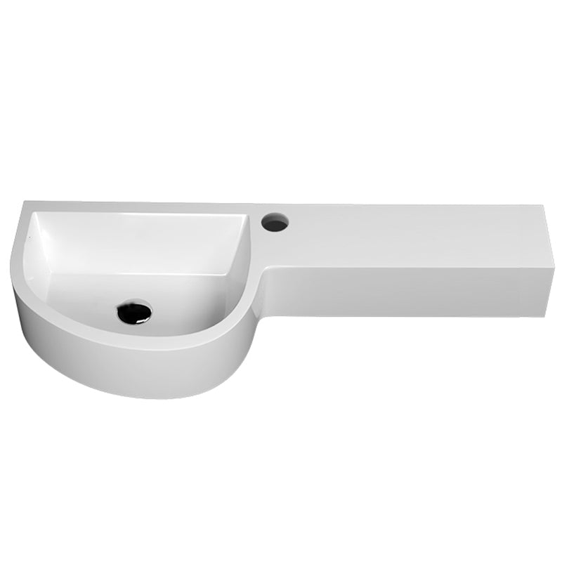 Modern Bathroom Sink Man Made Rock Specialty Wall Mount Bathroom Sink without Faucet 28"L x 14"W x 5"H White Clearhalo 'Bathroom Remodel & Bathroom Fixtures' 'Bathroom Sinks & Faucet Components' 'Bathroom Sinks' 'bathroom_sink' 'Home Improvement' 'home_improvement' 'home_improvement_bathroom_sink' 6926891