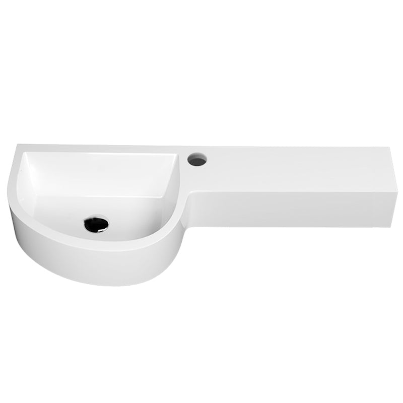 Modern Bathroom Sink Man Made Rock Specialty Wall Mount Bathroom Sink without Faucet 28"L x 14"W x 5"H Bright White Clearhalo 'Bathroom Remodel & Bathroom Fixtures' 'Bathroom Sinks & Faucet Components' 'Bathroom Sinks' 'bathroom_sink' 'Home Improvement' 'home_improvement' 'home_improvement_bathroom_sink' 6926893