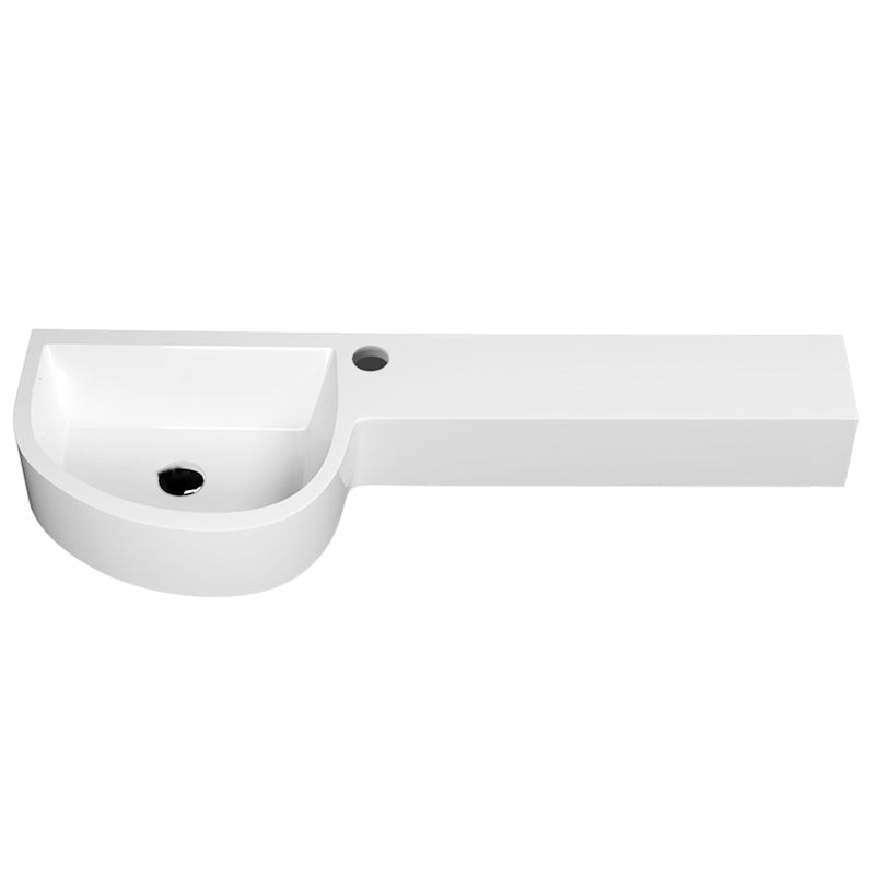 Modern Bathroom Sink Man Made Rock Specialty Wall Mount Bathroom Sink without Faucet 31"L x 14"W x 5"H Bright White Clearhalo 'Bathroom Remodel & Bathroom Fixtures' 'Bathroom Sinks & Faucet Components' 'Bathroom Sinks' 'bathroom_sink' 'Home Improvement' 'home_improvement' 'home_improvement_bathroom_sink' 6926896