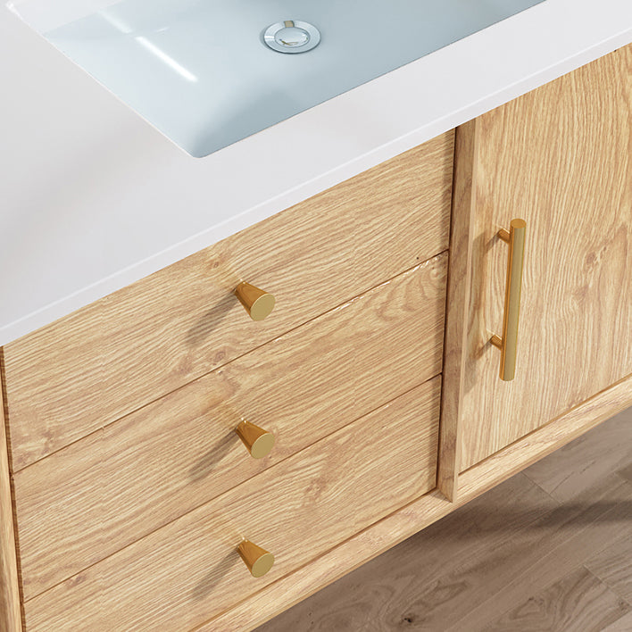 Wood Freestanding Vanity Set Drawers Rectangle Single Sink Bathroom Vanity with Mirror Clearhalo 'Bathroom Remodel & Bathroom Fixtures' 'Bathroom Vanities' 'bathroom_vanities' 'Home Improvement' 'home_improvement' 'home_improvement_bathroom_vanities' 6927005