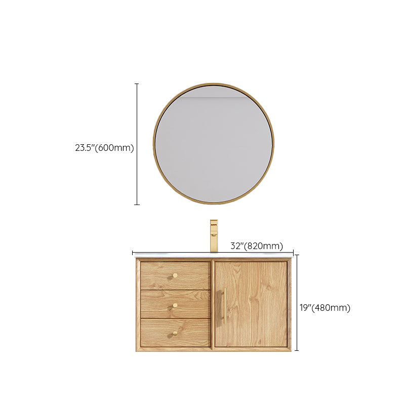 Wood Freestanding Vanity Set Drawers Rectangle Single Sink Bathroom Vanity with Mirror Clearhalo 'Bathroom Remodel & Bathroom Fixtures' 'Bathroom Vanities' 'bathroom_vanities' 'Home Improvement' 'home_improvement' 'home_improvement_bathroom_vanities' 6927014