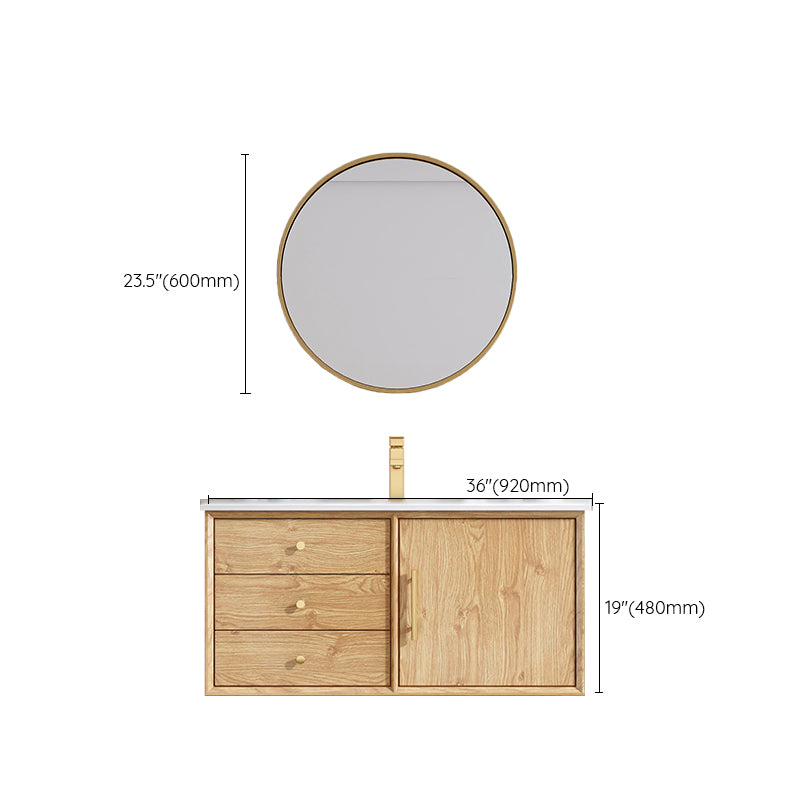 Wood Freestanding Vanity Set Drawers Rectangle Single Sink Bathroom Vanity with Mirror Clearhalo 'Bathroom Remodel & Bathroom Fixtures' 'Bathroom Vanities' 'bathroom_vanities' 'Home Improvement' 'home_improvement' 'home_improvement_bathroom_vanities' 6927015