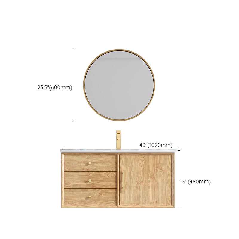 Wood Freestanding Vanity Set Drawers Rectangle Single Sink Bathroom Vanity with Mirror Clearhalo 'Bathroom Remodel & Bathroom Fixtures' 'Bathroom Vanities' 'bathroom_vanities' 'Home Improvement' 'home_improvement' 'home_improvement_bathroom_vanities' 6927016