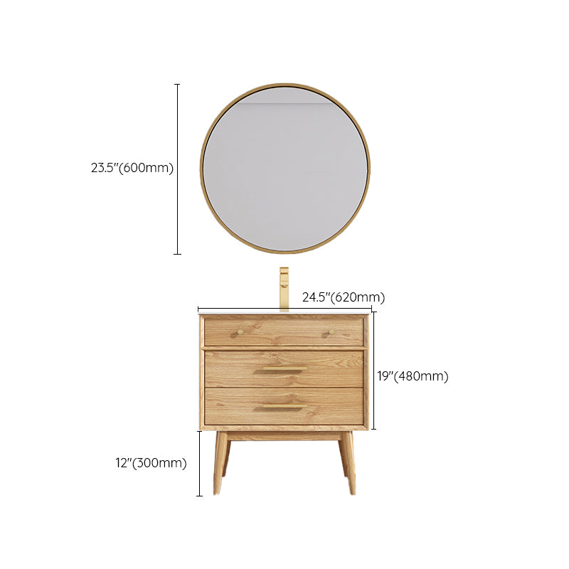 Wood Freestanding Vanity Set Drawers Rectangle Single Sink Bathroom Vanity with Mirror Clearhalo 'Bathroom Remodel & Bathroom Fixtures' 'Bathroom Vanities' 'bathroom_vanities' 'Home Improvement' 'home_improvement' 'home_improvement_bathroom_vanities' 6927018