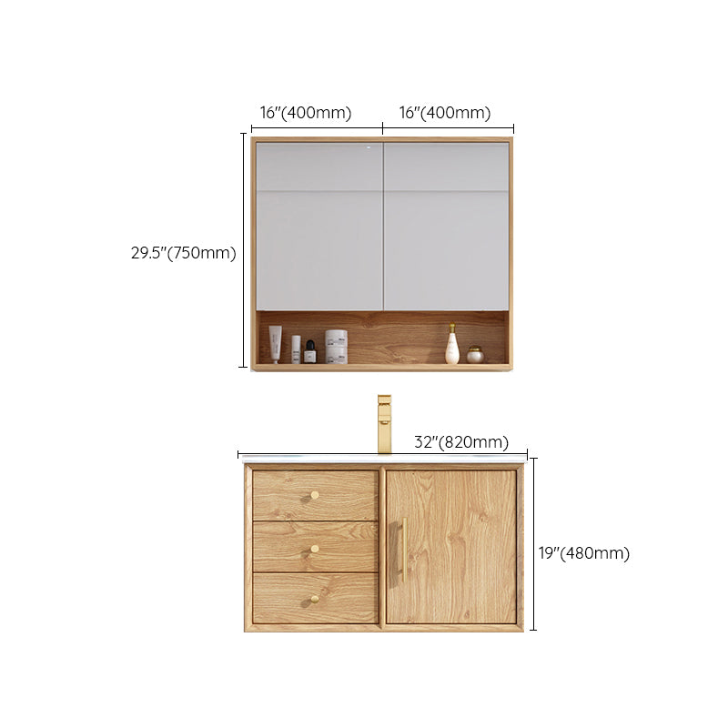 Wood Freestanding Vanity Set Drawers Rectangle Single Sink Bathroom Vanity with Mirror Clearhalo 'Bathroom Remodel & Bathroom Fixtures' 'Bathroom Vanities' 'bathroom_vanities' 'Home Improvement' 'home_improvement' 'home_improvement_bathroom_vanities' 6927026