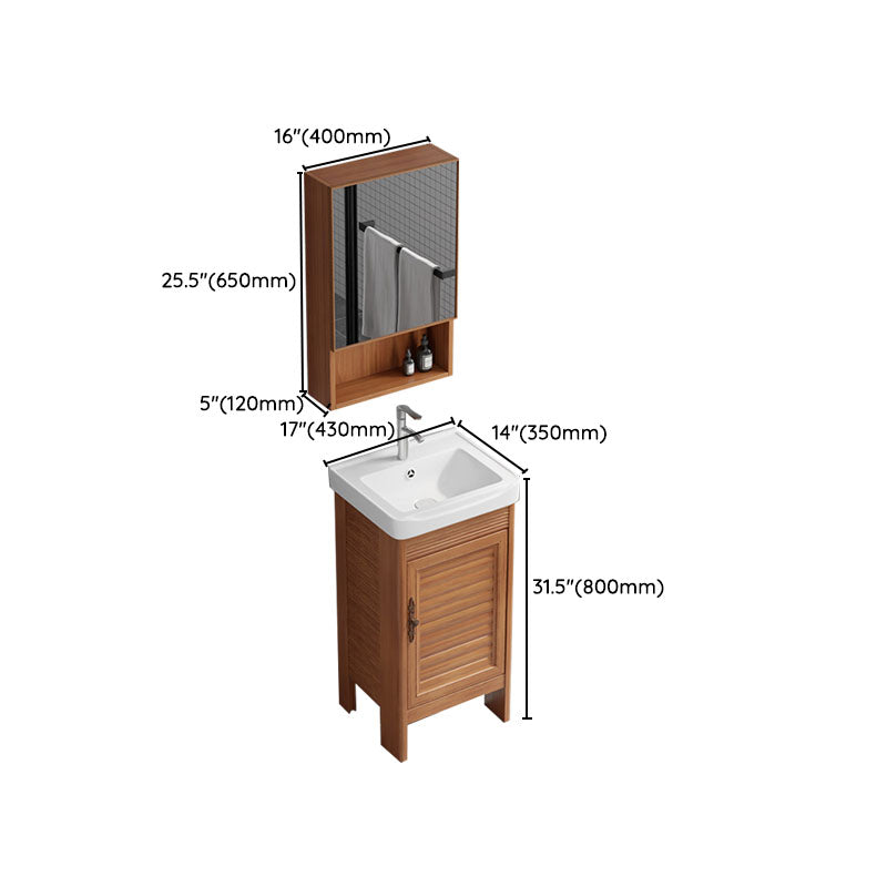 Rectangle Vanity Set Metal Frame Mirror Freestanding 2 Doors Single Sink Bath Vanity Clearhalo 'Bathroom Remodel & Bathroom Fixtures' 'Bathroom Vanities' 'bathroom_vanities' 'Home Improvement' 'home_improvement' 'home_improvement_bathroom_vanities' 6927257