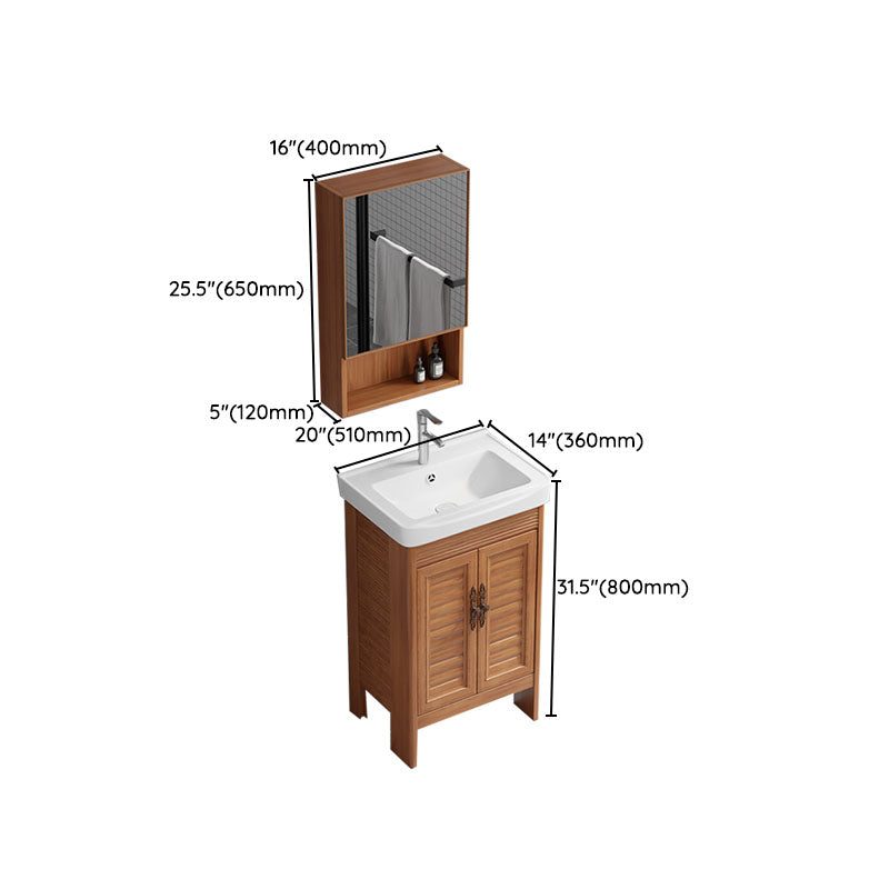 Rectangle Vanity Set Metal Frame Mirror Freestanding 2 Doors Single Sink Bath Vanity Clearhalo 'Bathroom Remodel & Bathroom Fixtures' 'Bathroom Vanities' 'bathroom_vanities' 'Home Improvement' 'home_improvement' 'home_improvement_bathroom_vanities' 6927259